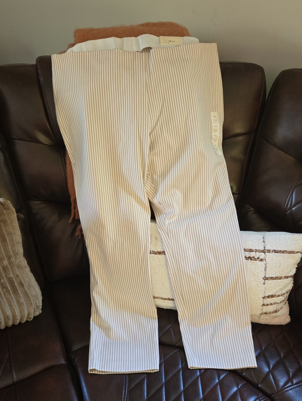 Women's Beige Pinstripe Ankle Pants 🤎